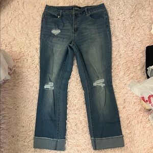 d. jeans Women's Straight Leg Distressed Denim